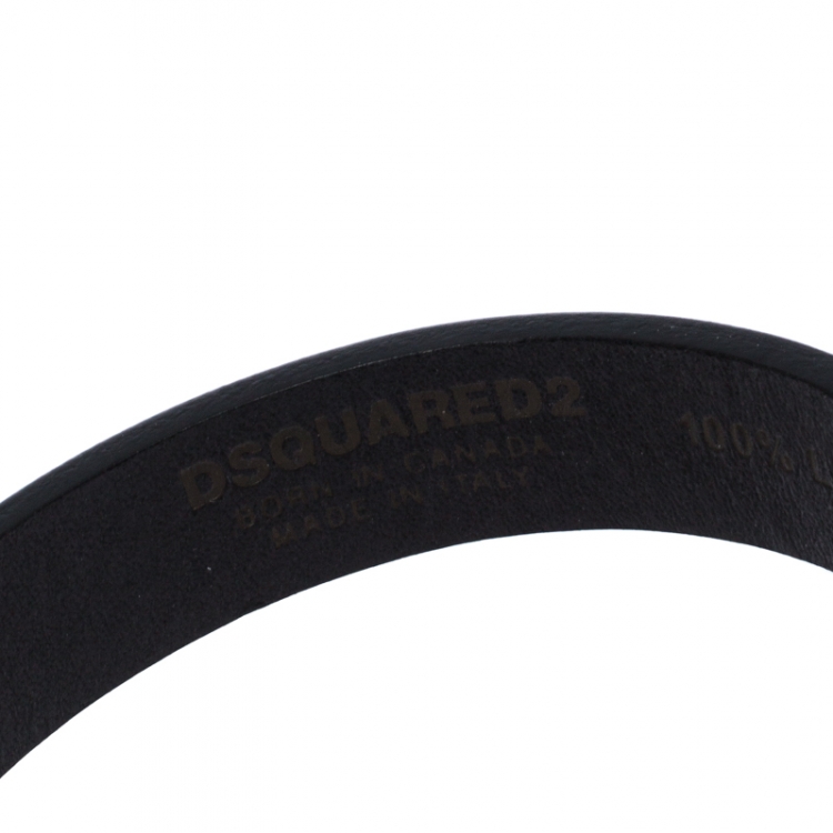Pre Owned Dsquared2 Black Leather Hawaiian Rocker Gothika Bracelet M