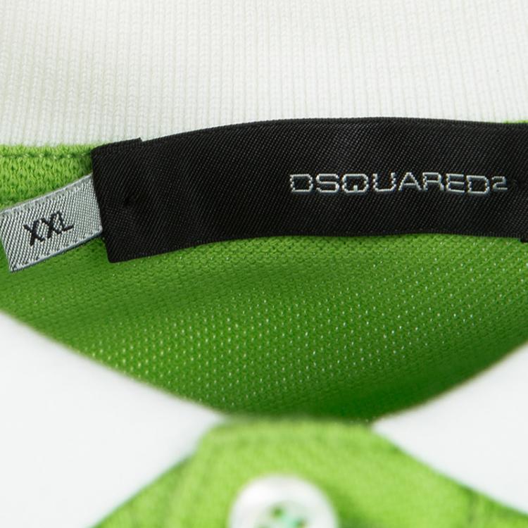 Pre Owned Dsquared2 Chic Steve Green Honey Comb Knit Polo Shirt XXL