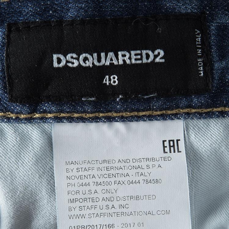 Pre Owned Dsquared2 Indigo Distressed Faded Effect Denim Dan Shorts M