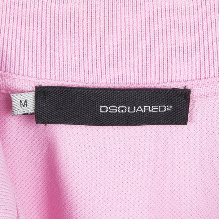 Pre Owned Dsquared2 Chic Steve Pink Honey Comb Knit Polo T-Shirt M
