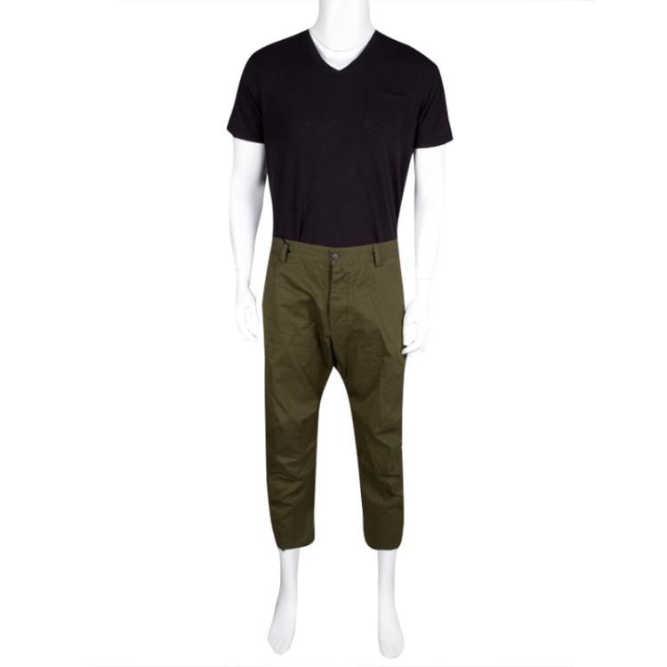 Pre Owned Dsquared2 Khaki Green Cotton Cropped Pants XXL