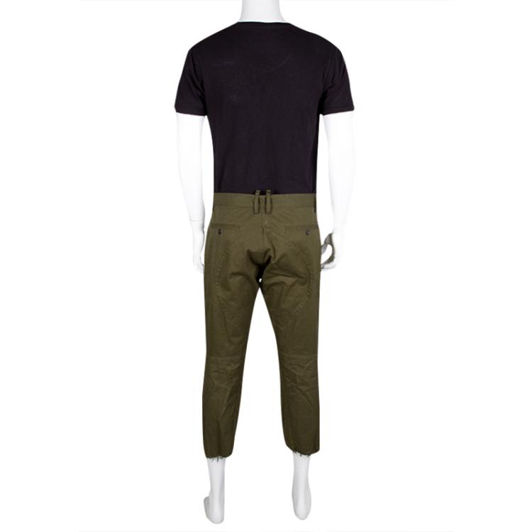 Pre Owned Dsquared2 Khaki Green Cotton Cropped Pants XXL