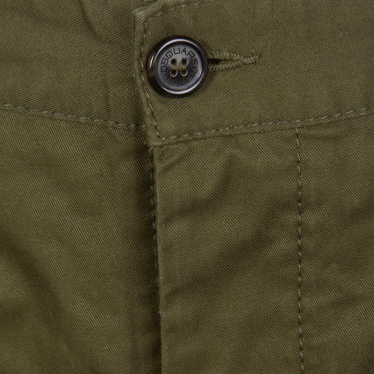Pre Owned Dsquared2 Khaki Green Cotton Cropped Pants XXL