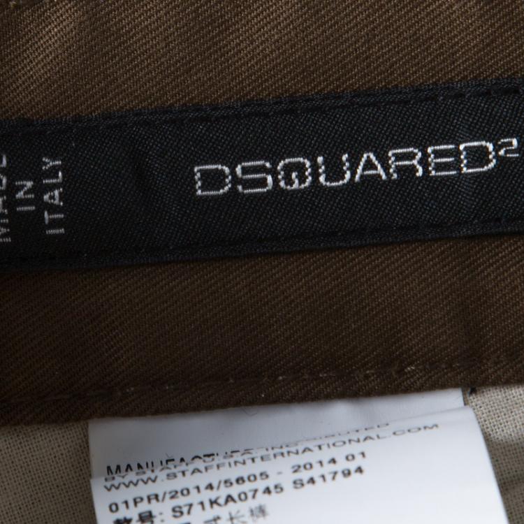 Pre Owned Dsquared2 Khaki Green Cotton Cropped Pants XXL