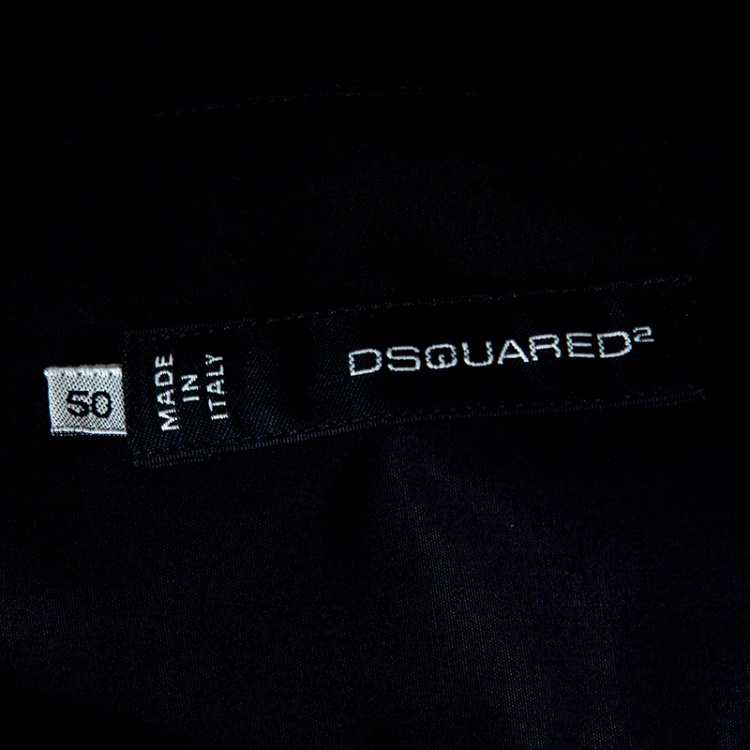 Pre Owned Dsquared2 Black Printed Cotton Long Sleeve Hard Hockey Shirt L
