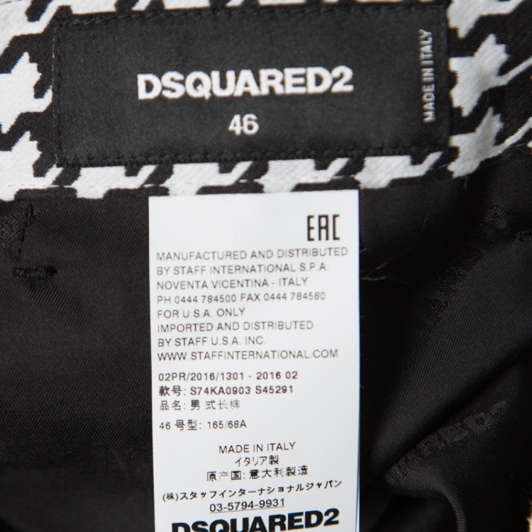 Pre Owned Dsquared2 Monochrome Cotton Silk Houndstooth Patterned Pants S