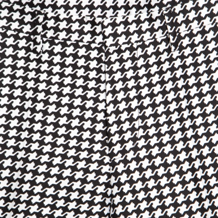 Pre Owned Dsquared2 Monochrome Cotton Silk Houndstooth Patterned Pants S
