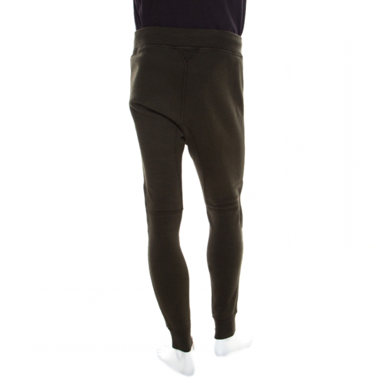Pre Owned Dsquared2 Olive Green Cotton Knit Drawstring Detail Jogger Pants M