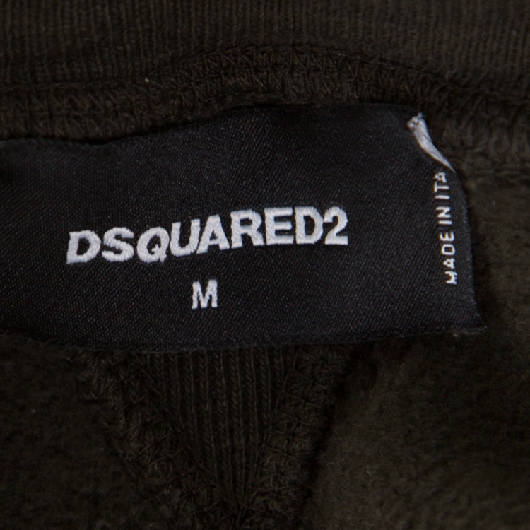 Pre Owned Dsquared2 Olive Green Cotton Knit Drawstring Detail Jogger Pants M