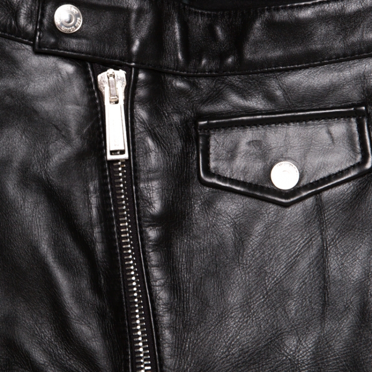 Pre Owned Dsquared2 Black Calf Leather Ribbed Panel Detail Tapered Trousers L
