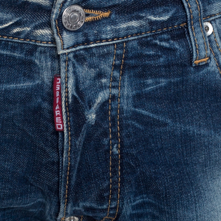 Pre Owned Dsquared2 Blue Distressed Denim Jeans M