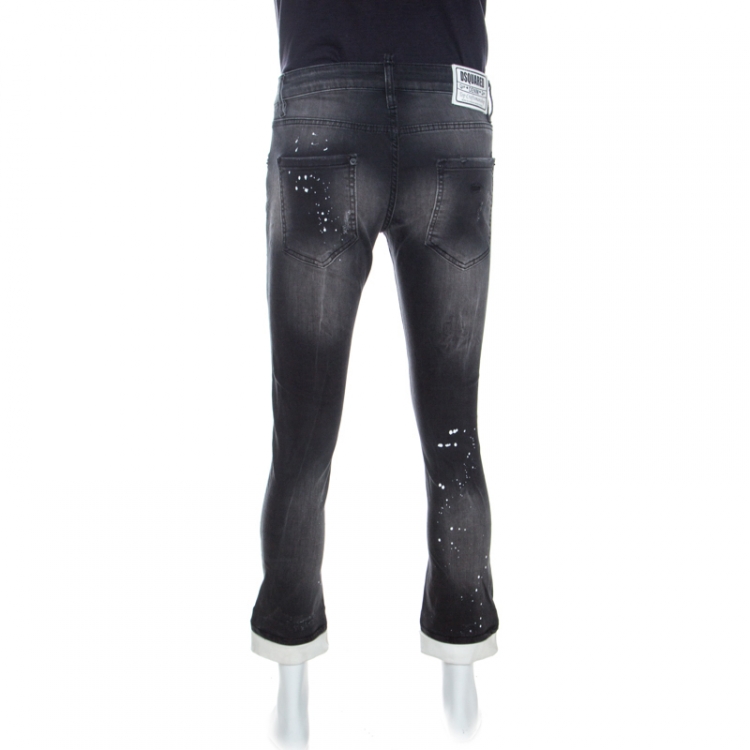 Pre Owned Dsquared2 Black Distressed Denim Big Dean's Brother Jeans M
