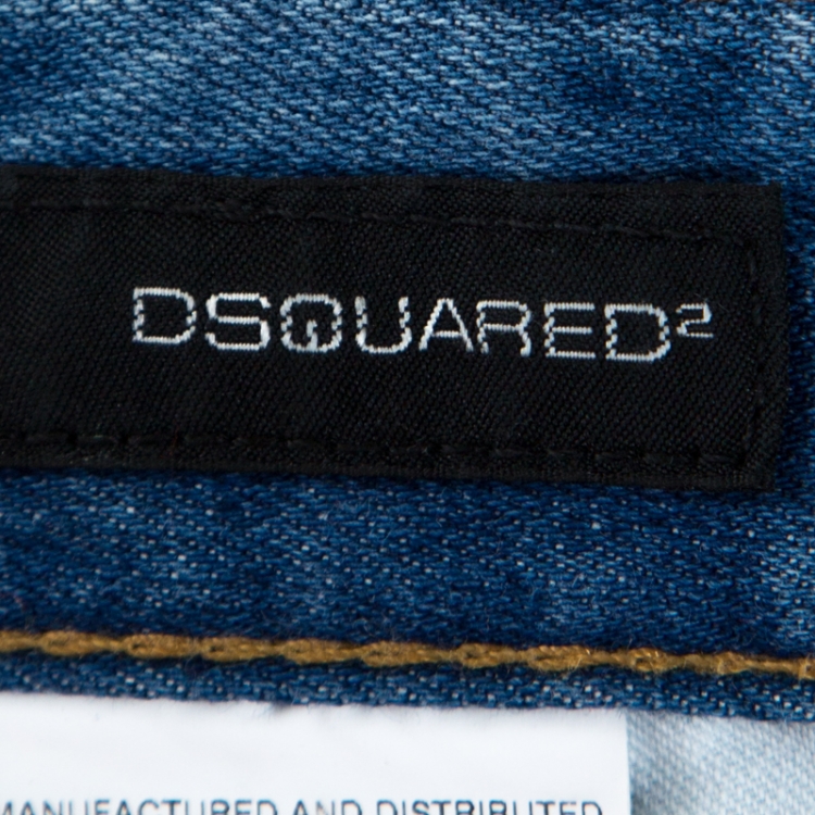 مملوكة مسبقًا Dsquared2 Blue Distressed & Washed Out Denim Jeans XL