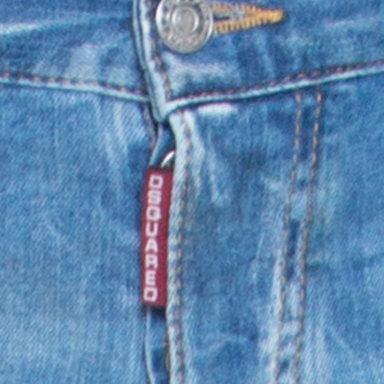 مملوكة مسبقًا Dsquared2 Blue Distressed & Washed Out Denim Jeans XL