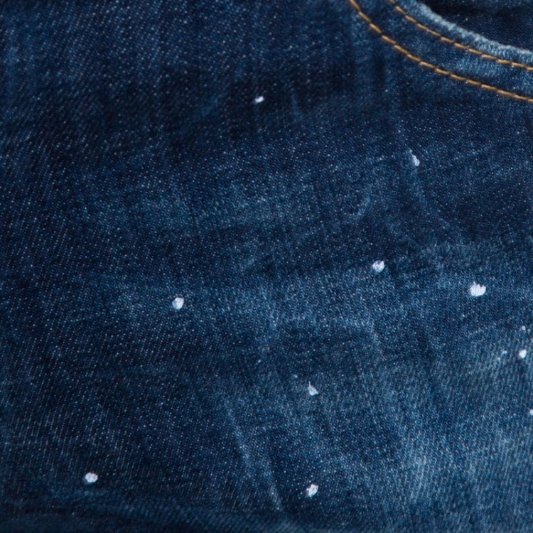 Pre Owned Dsquared2 Indigo Distressed Splatter Effect Denim Skinny Jeans S