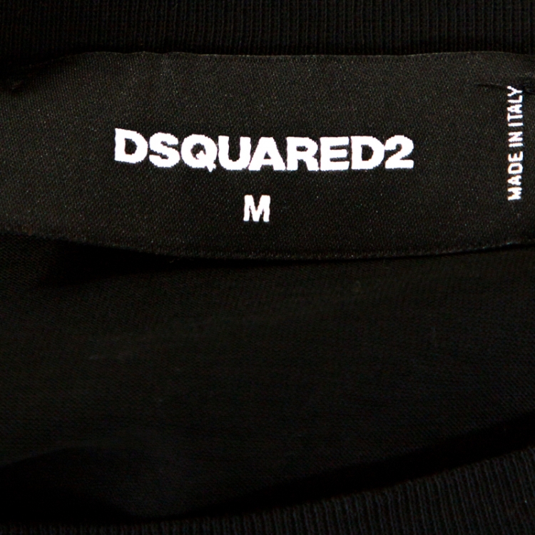 Pre Owned Dsquared2 Black Dsq2 Print Cotton Cool Fit T-Shirt M 
