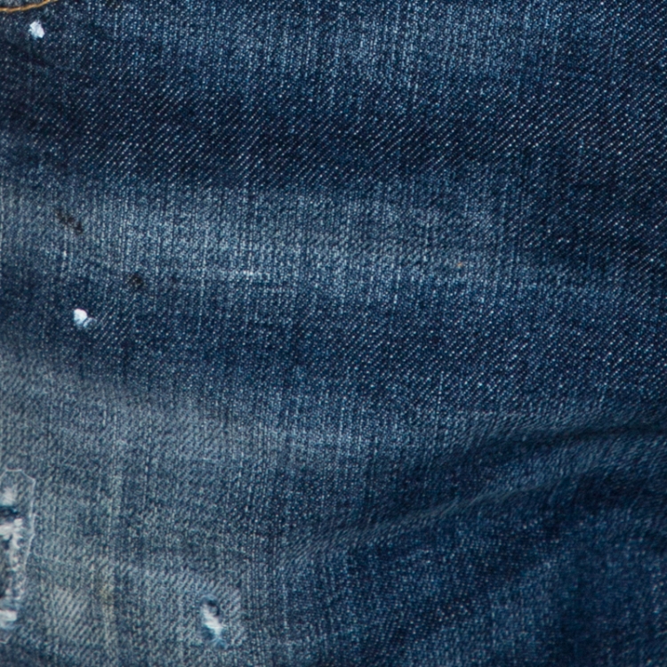 Pre Owned Dsquared2 Blue Distressed Denim Stitch Detail Slim Jeans S