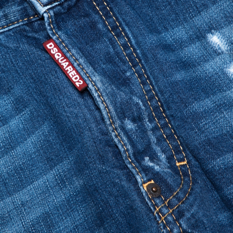 Pre Owned Dsquared2 Indigo Distressed Denim Classic Kenny Jeans XS