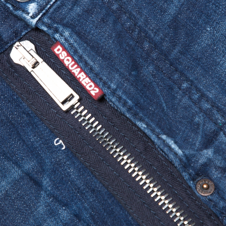 Pre Owned Dsquared2 Indigo Distressed Denim Cool Guy Jeans XS