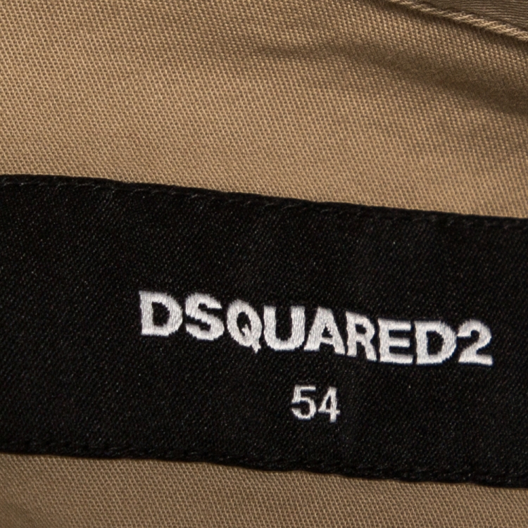 Pre Owned Dsquared2 Beige Stretch Cotton Patches Carpenter Shirt XXL