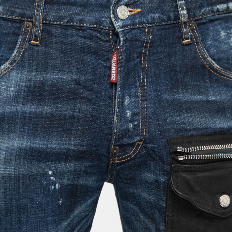 Pre Owned Dsquared2 Blue Distressed Denim Run Dan Jeans M Waist 32"