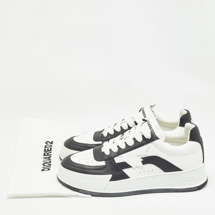 Pre Owned Dsquared2  White Leather Lace Up  Sneakers Size 41