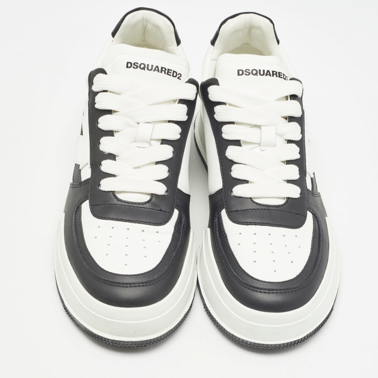 Pre Owned Dsquared2  White Leather Lace Up  Sneakers Size 41