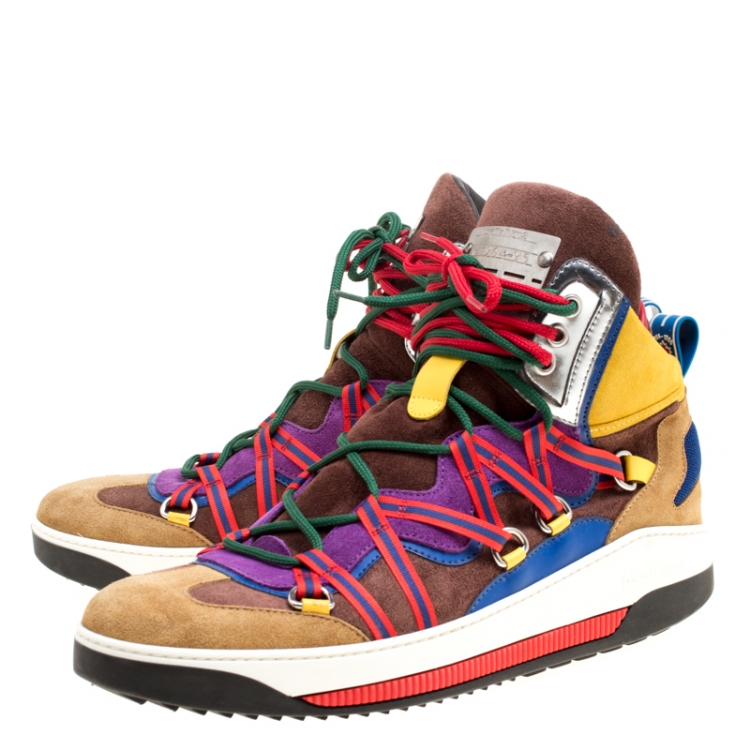 Pre Owned Dsquared2 Multicolor Suede High Top Sneakers Size 42
