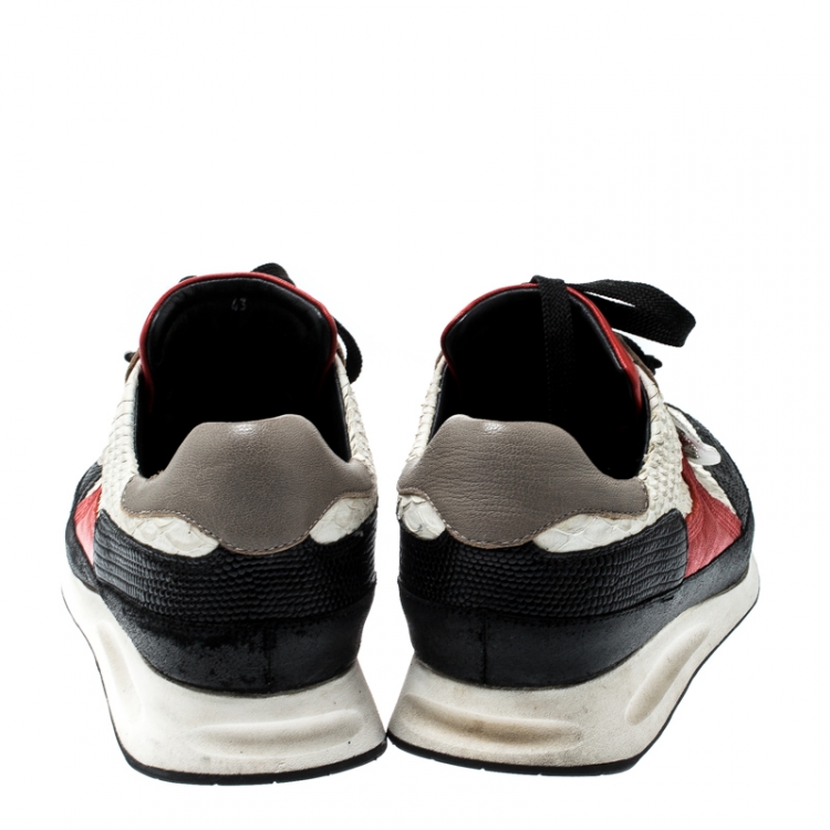 Pre Owned Dsquared2 Multicolor Embossed Python And Lizard Leather Low Top Sneakers Size 43