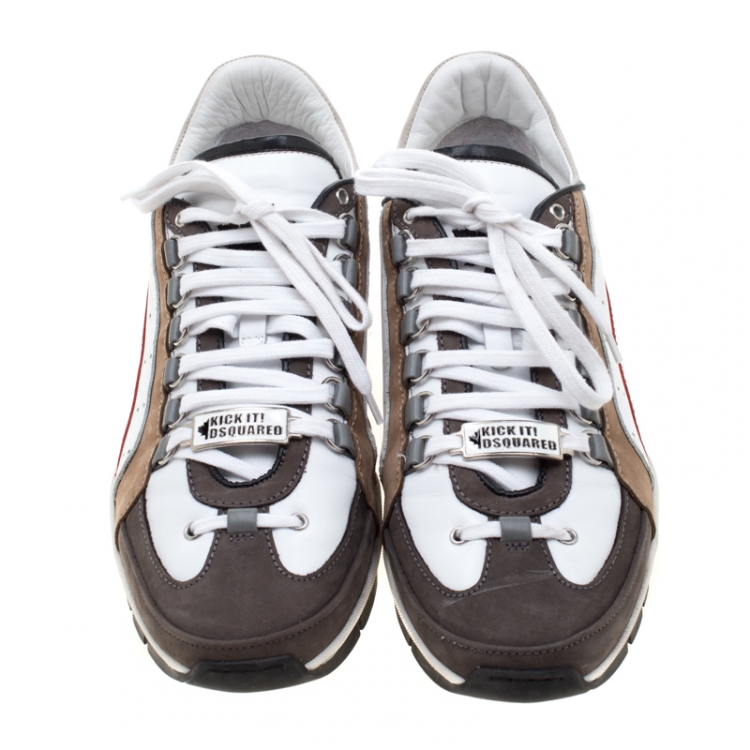 Pre Owned Dsquared2 Multicolor Leather And Suede 551 Platform Sneakers Size 43