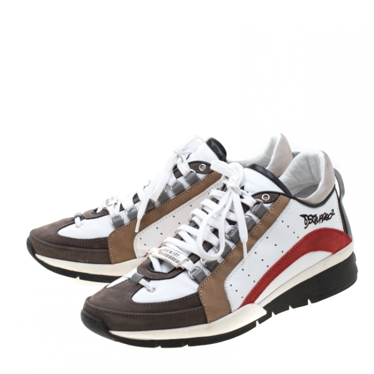 Pre Owned Dsquared2 Multicolor Leather And Suede 551 Platform Sneakers Size 43