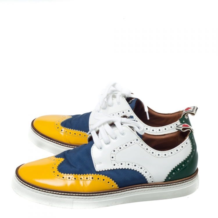 Pre Owned Dsquared2 Multicolor Canvas And Brogue Leather Lace Up Sneakers Size 41