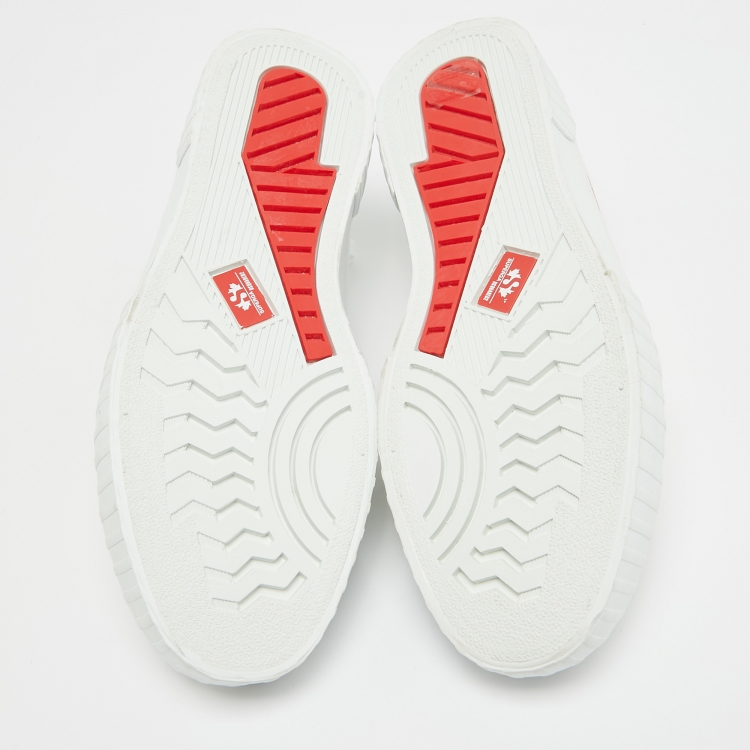 Pre Owned Dsquared White Canvas Printed Low Top Sneakers Size 42