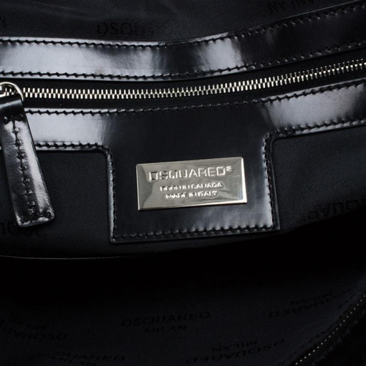 Pre Owned Dsquared2 Black Leather Men Travel Bag