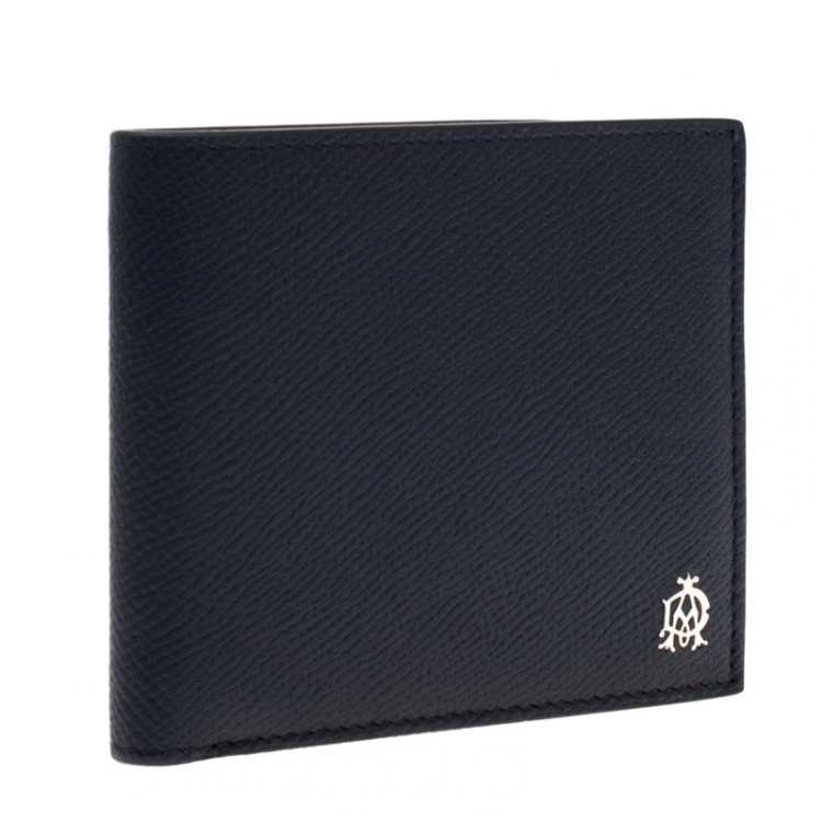 Pre Owned Dunhill Dark Blue Leather Bourdon Bifold Wallet