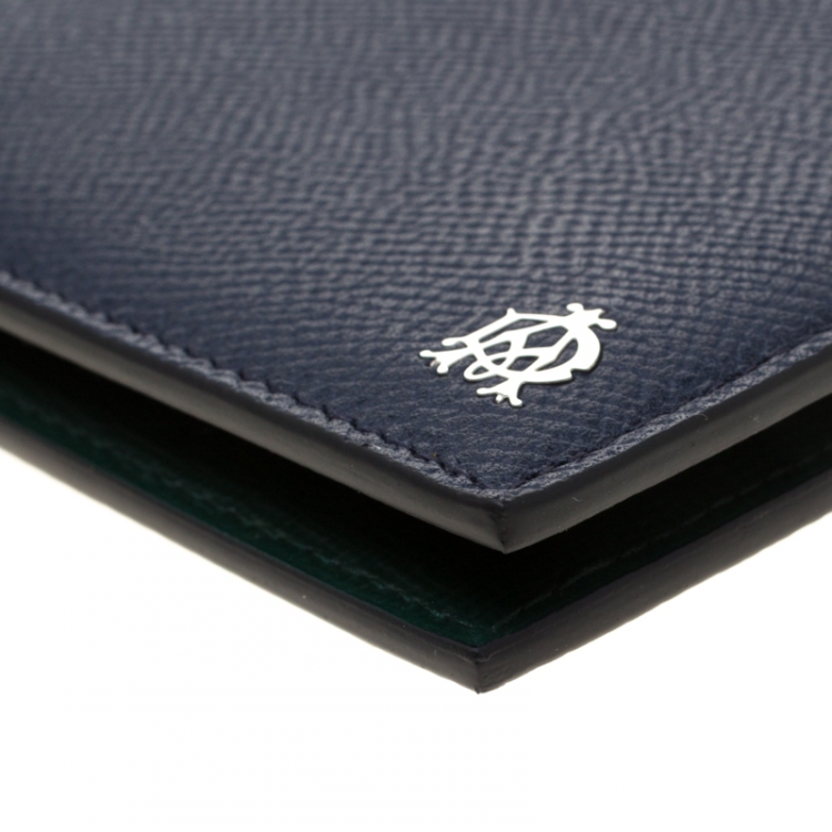 Pre Owned Dunhill Dark Blue Leather Bourdon Bifold Wallet