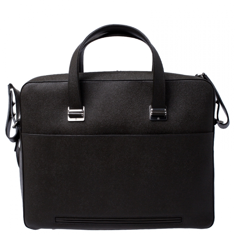 Pre Owned Dunhill Olive Green Leather Cadogan Single Document Briefcase