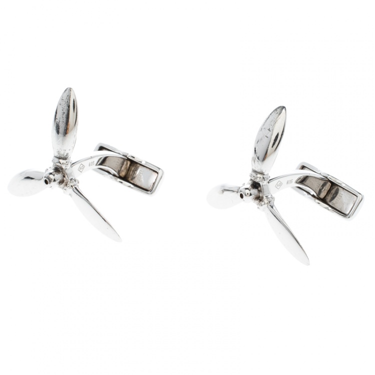 Pre Owned Dunhill Propeller Motif Silver Cufflinks