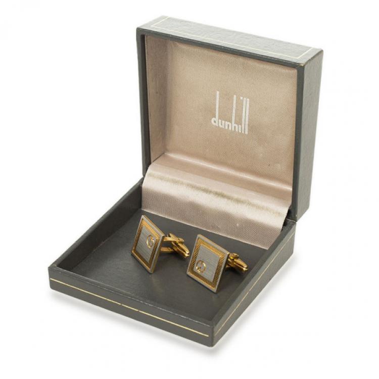 Pre Owned Dunhill Brushed Palladium and Gold Plated Cufflinks
