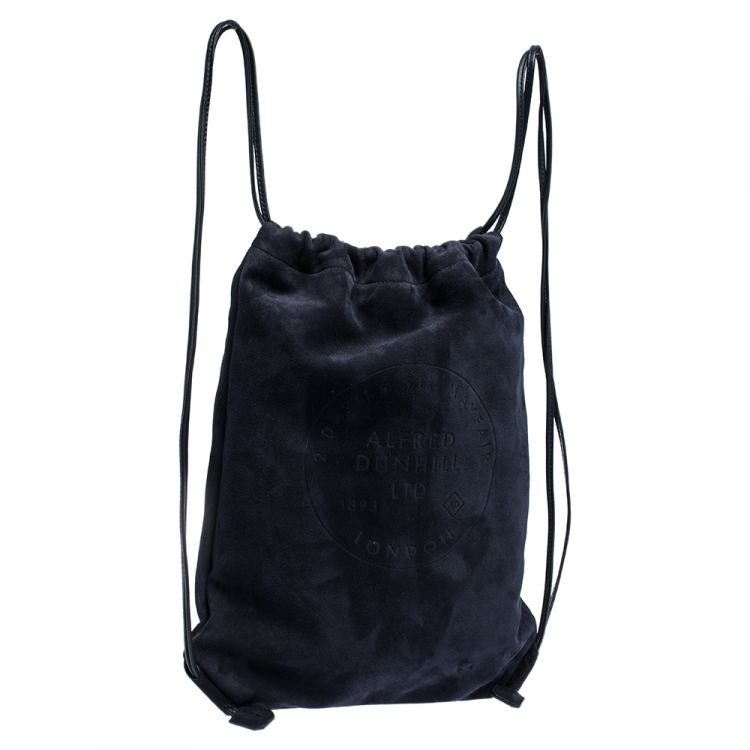 Pre Owned Dunhill Midnight Blue Suede Chiltern Drawstring Backpack