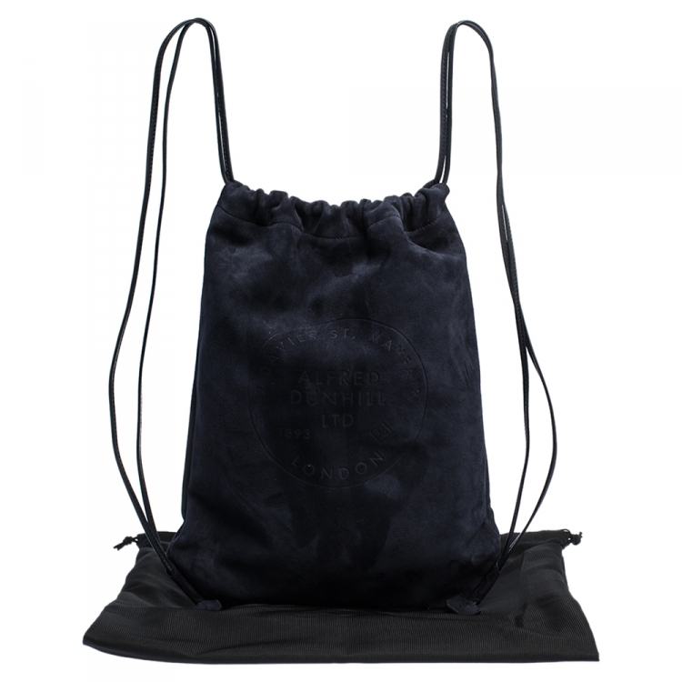Pre Owned Dunhill Midnight Blue Suede Chiltern Drawstring Backpack