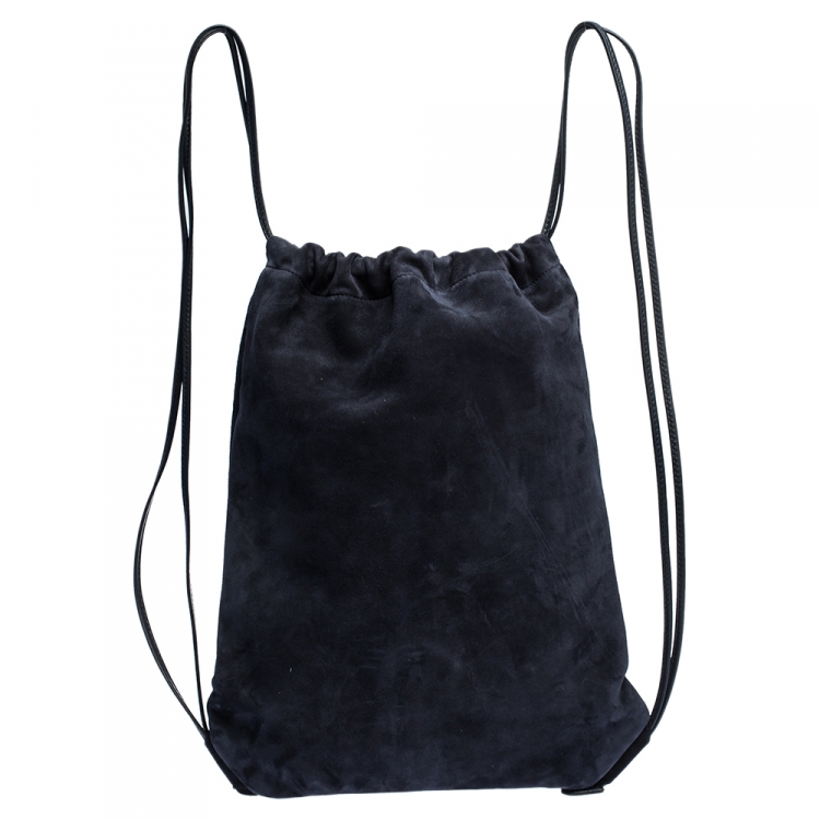 Pre Owned Dunhill Midnight Blue Suede Chiltern Drawstring Backpack