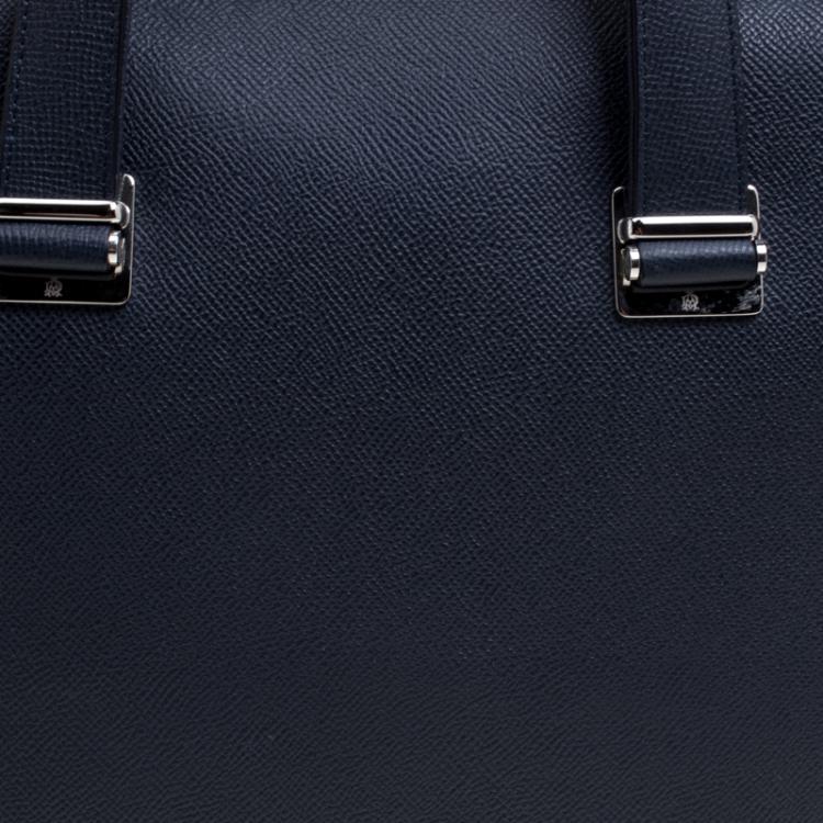 Pre Owned Dunhill Dark Blue/Burgundy Leather Cadogan Single Document Briefcase
