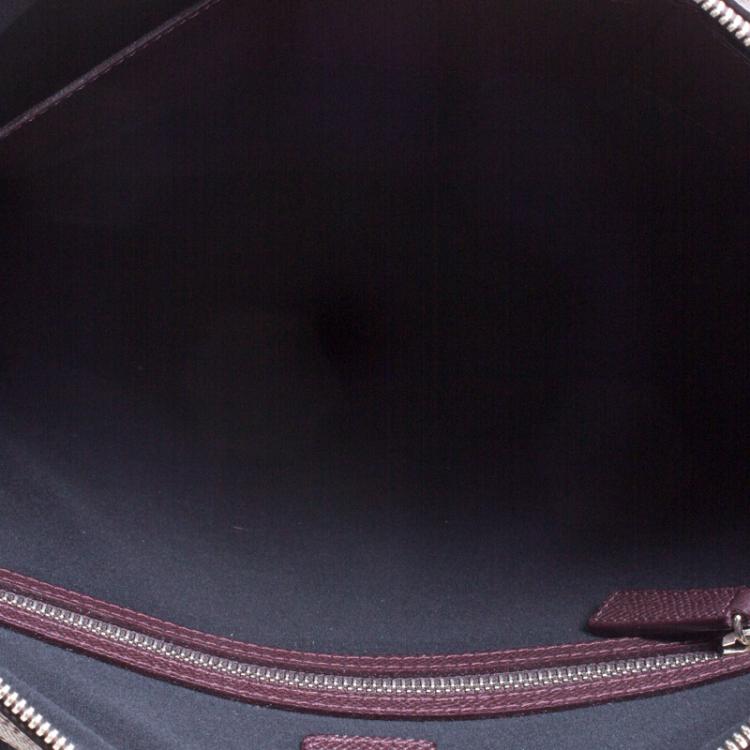 Pre Owned Dunhill Dark Blue/Burgundy Leather Cadogan Single Document Briefcase