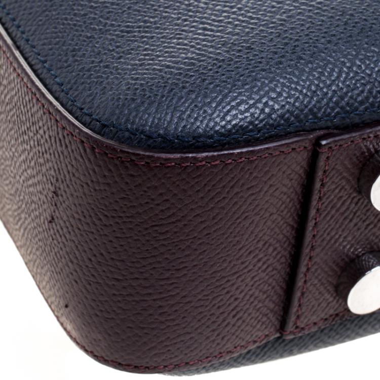 Pre Owned Dunhill Dark Blue/Burgundy Leather Cadogan Single Document Briefcase