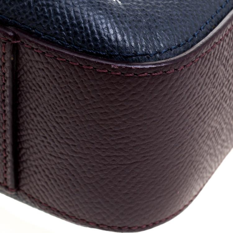 Pre Owned Dunhill Dark Blue/Burgundy Leather Cadogan Single Document Briefcase