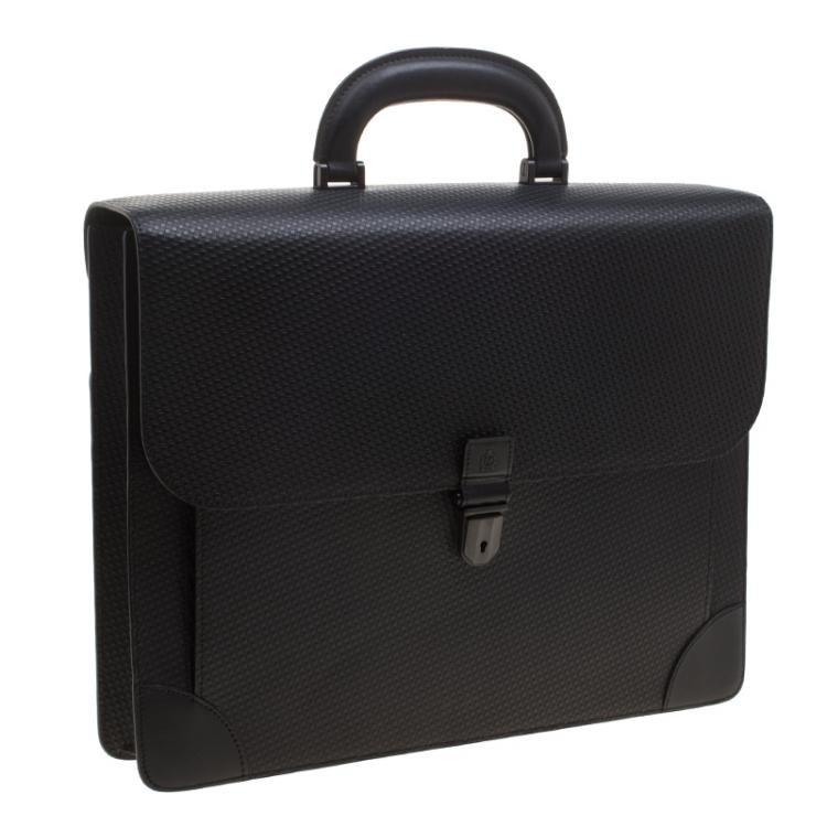 Pre Owned Dunhill Black Textured Leather Bourdon Briefcase
