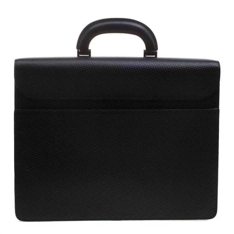 Pre Owned Dunhill Black Textured Leather Bourdon Briefcase