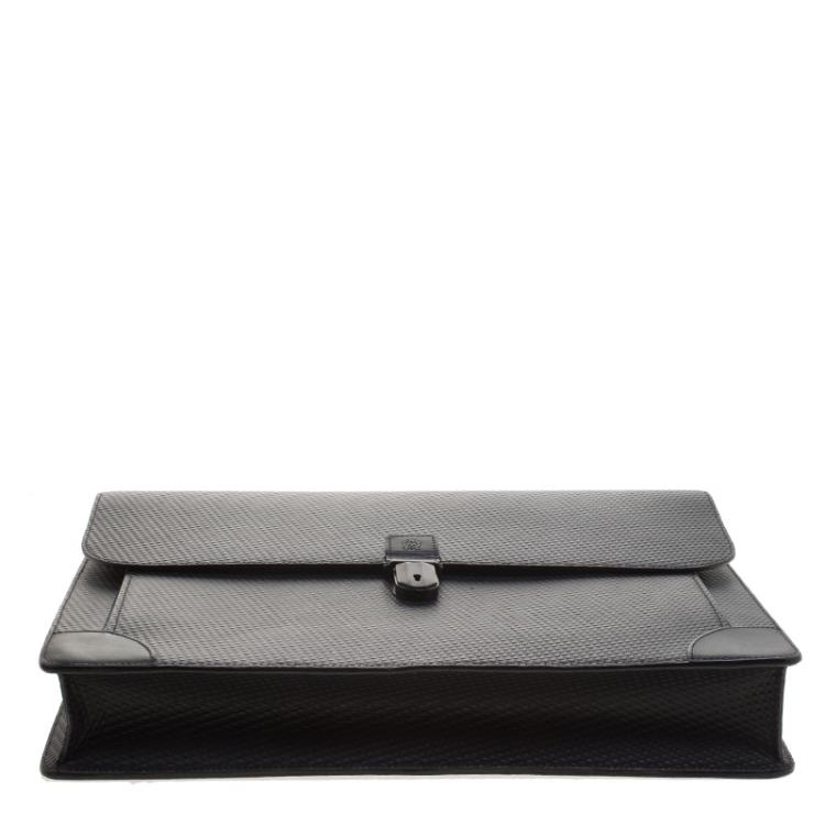 Pre Owned Dunhill Black Textured Leather Bourdon Briefcase