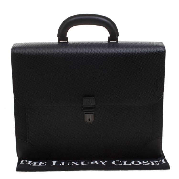 Pre Owned Dunhill Black Textured Leather Bourdon Briefcase